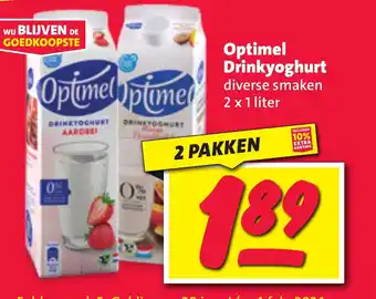 Nettorama Optimel Drinkyoghurt  2 x 1 liter aanbieding