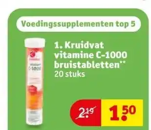 Kruidvat 1. Kruidvat vitamine C-1000 bruistabletten** 20 stuks aanbieding