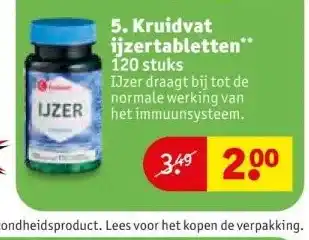 Kruidvat 5. Kruidvat ijzertabletten** 120 stuks aanbieding