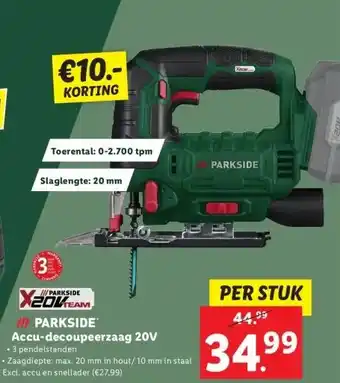 Lidl PARKSIDE Accu-decoupeerzaag 20V aanbieding