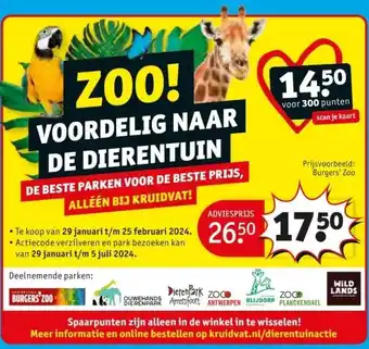 Kruidvat ZOO! VOORDELIG NAAR DE DIERENTUIN DE BESTE PARKEN VOOR DE BESTE PRIJS, ALLÉÉN BIJ KRUIDVAT! aanbieding