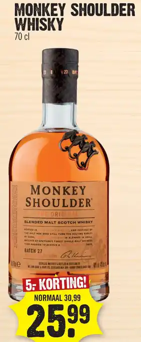Super Dirck 3 MONKEY SHOULDER WHISKY aanbieding