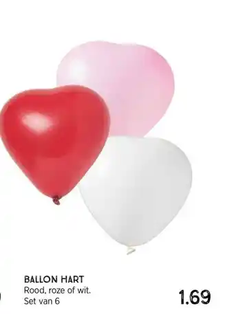 Xenos BALLON HART Rood, roze of wit. Set van 6 aanbieding