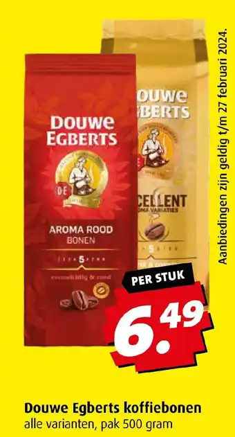 Boni Douwe Egberts koffiebonen  500 gram aanbieding