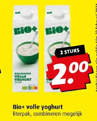 Boni Bio+ volle yoghurt aanbieding