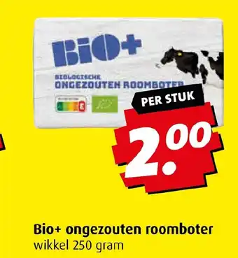 Boni Bio+ ongezouten roomboter  250 gram aanbieding