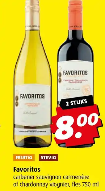 Boni Favoritos carbener sauvignon carmenère of chardonnay viognier 750 ml aanbieding