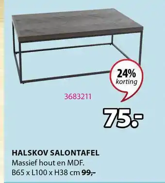 Jysk Halskov salontafel b65 X l100 X h38 cm 24% Korting aanbieding