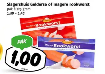 Poiesz Slagershuis Gelderse of magere rookworst 225 gram aanbieding