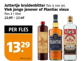 Poiesz Juttertje kruidenbitter, Vlek jonge jenever of Plantiac vieux aanbieding