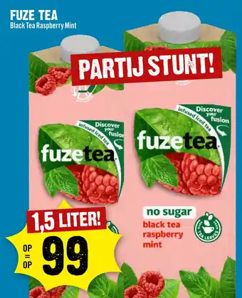 Dirck 3 FUZE TEA Black Tea Raspberry Mint 1.5 liter aanbieding