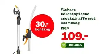Welkoop Fiskars telescopische snoeigiraffe met boomzaag aanbieding