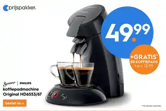 Blokker Koffiepadmachine Original Hd6553/67 aanbieding