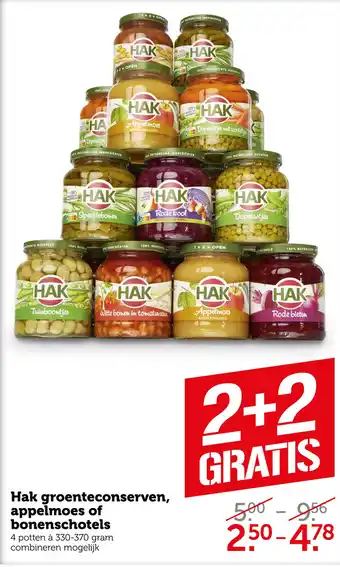 Coop Hak groenteconserven, appelmoes of bonenschotels aanbieding