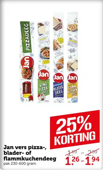 Coop Jan vers pizza-, blader- of flammkuchendeeg aanbieding