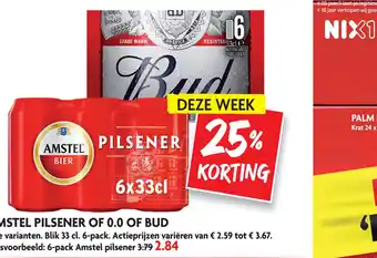 Dekamarkt AMSTEL PILSENER OF 0.0 OF BUD aanbieding