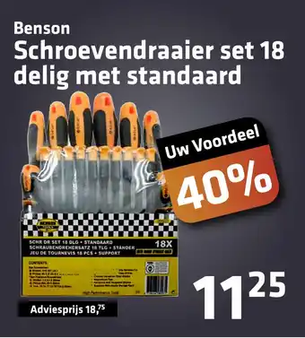 De voordeelmarkt Benson Schroevendraaier set 18 delig met standaard aanbieding