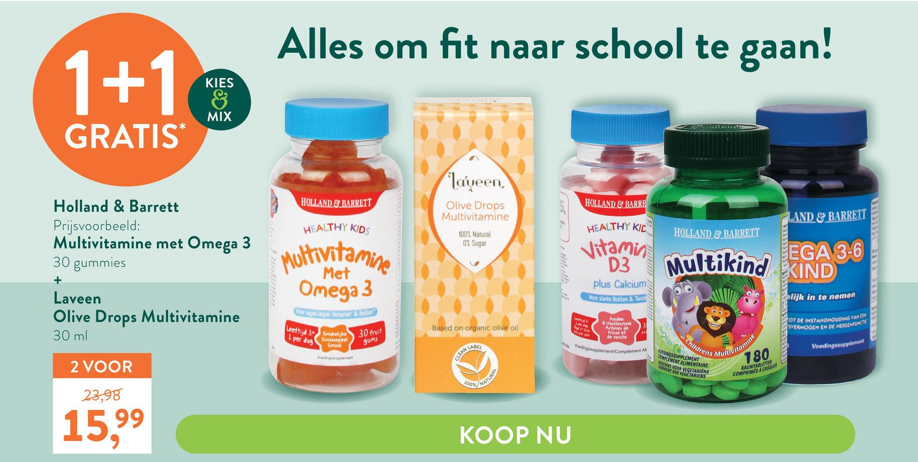 Multivitamine met Omega 3 + Laveen Olive Drops Multivitamine aanbieding