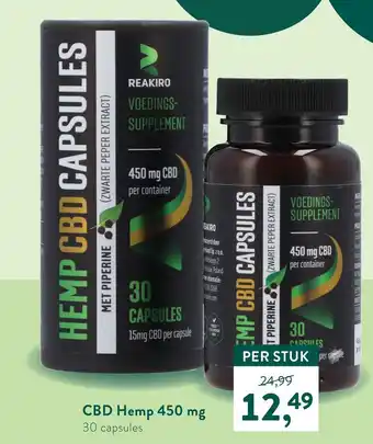 Holland & Barrett CBD Hemp 450 mg 30 capsules aanbieding