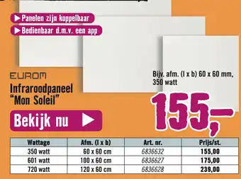 Hornbach EUROM Infraroodpaneel "Mon Soleil aanbieding