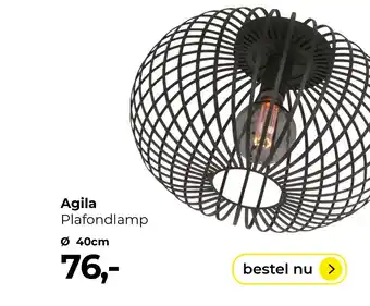 Lampidee Agila - Plafondlamp 1 lichts d:40cm zwart aanbieding