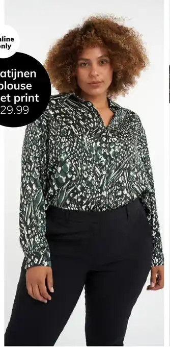 MS Mode Satijnen blouse met print aanbieding