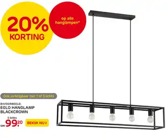 Praxis Eglo Hanglamp Blackcrown aanbieding