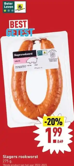 ALDI Slagers rookworst 275 g. aanbieding