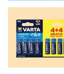 Top1Toys Batterij Varta AAA 4+4 Alkaline Longlife Power aanbieding