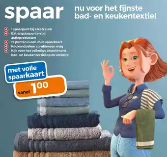 Trekpleister Nu voor het fijnste bad- en keukentextiel aanbieding