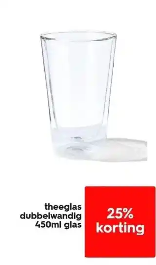 HEMA theeglas dubbelwandig 450ml glas aanbieding