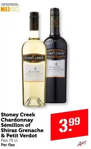 Coop Stoney Creek Chardonnay Sémillon of Shiraz Grenache aanbieding