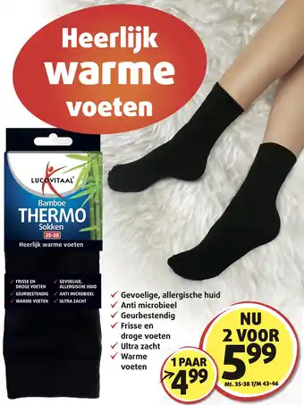 Lucovitaal Bamboe THERMO Sokken aanbieding