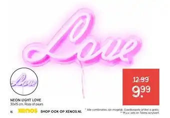 Xenos NEON LIGHT LOVE 30x15 cm. Roze of paars aanbieding