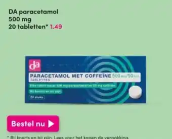 DA DA paracetamol 500 mg 20 tabletten aanbieding