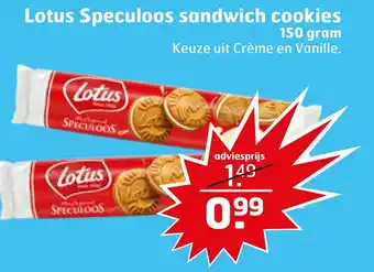 Trekpleister Lotus Speculoos sandwich cookies 150 gram aanbieding