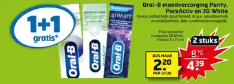 Trekpleister Oral-B mondverzorging Purify, PureActiv en 3D White aanbieding