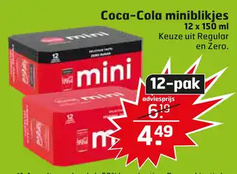 Trekpleister Coca-Cola miniblikjes 12 x 150 ml aanbieding