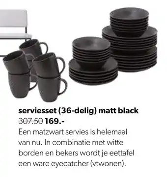 Wehkamp Serviesset (36-delig) matt black aanbieding