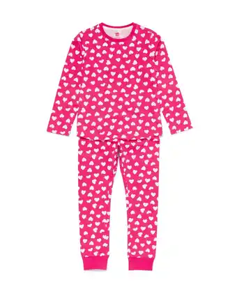 HEMA HEMA Kinder Pyjama Met Hartjes Felroze (felroze) aanbieding