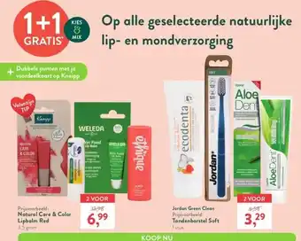 Holland & Barrett 1+1 Op alle geselecteerde natuurlijke lip- en mondverzorging aanbieding