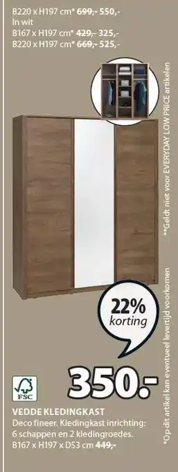 Jysk VEDDE KLEDINGKAST aanbieding