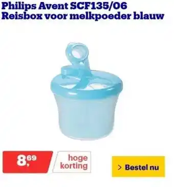 Bol.com Philips Avent SCF135/06 Reisbox voor melkpoeder blauw aanbieding