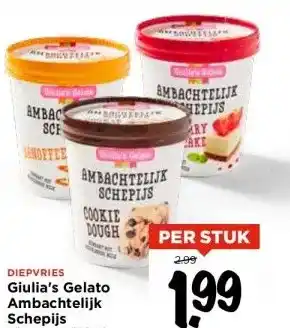 Vomar Voordeelmarkt DIEPVRIES Giulia's Gelato Ambachtelijk Schepijs aanbieding