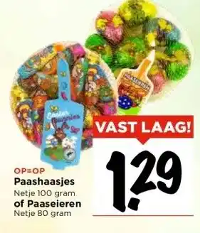 Vomar Voordeelmarkt Paashaasjes Netje 100 gram of Paaseieren Netje 80 gram aanbieding