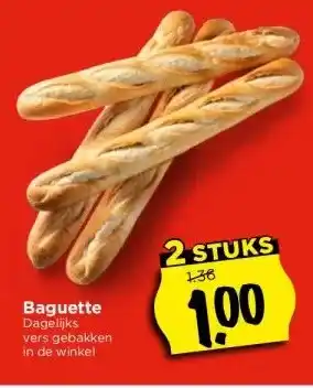 Vomar Voordeelmarkt Baguette Dagelijks vers gebakken in de winkel aanbieding