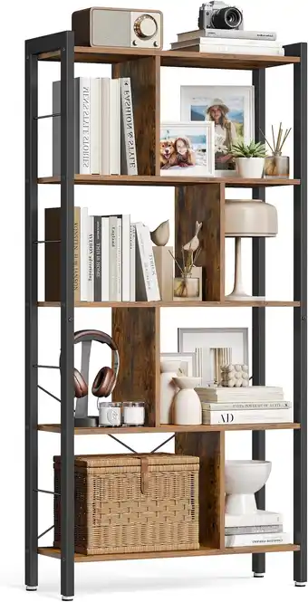 Amazon VASAGLE boekenkast, boekenplank met 4 niveaus, vrijstaande plank, boekenkast, kantoorplank, industrieel ontwerp, voor woonkam aanbieding