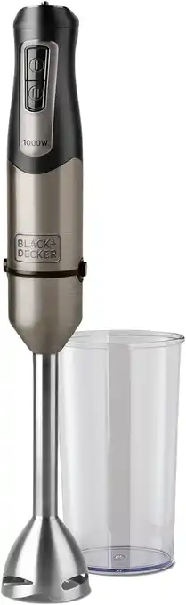 Amazon Black+Decker ES9160030B BXHB1000E Staafmixer, 1000, Roestvrij staal, Grijs aanbieding