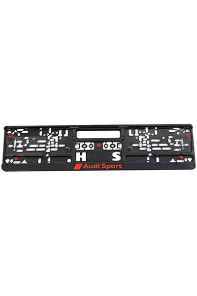 Set Accessori Auto Audi Original: Portatarga Sport Nero/Rosso + Profumatore Singleframe Orientale Ricaricabile (Nero)