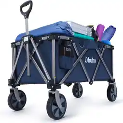 Amazon Ohuhu Bolderkar, opvouwbaar, strandwagen voor alle terreinen, tuinwagen, handwagen, 150 l, 100 kg, belastbaarheid met verstel aanbieding